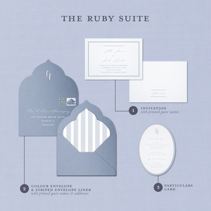 Chambray Blue Striped Invitation Suite