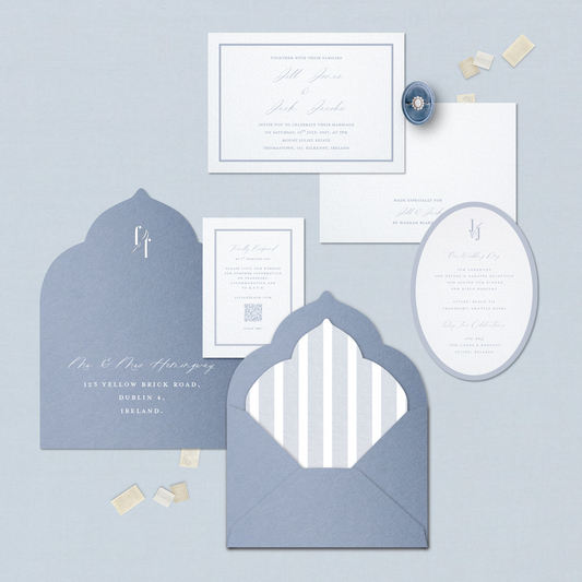 Chambray Blue Striped Invitation Suite