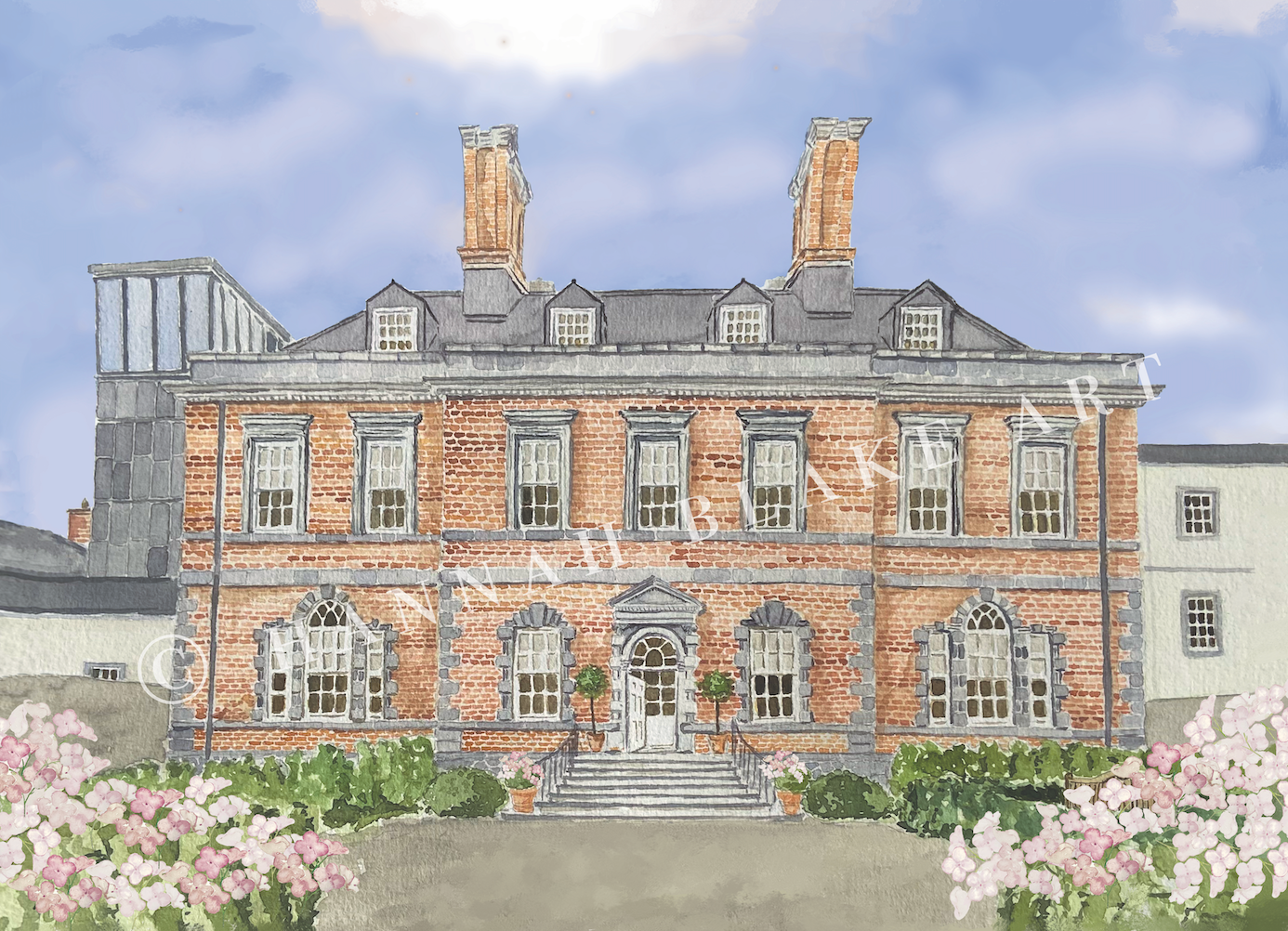 Cashel Palace Wedding Venue Watercolour Painting by Hannah Blake Art
