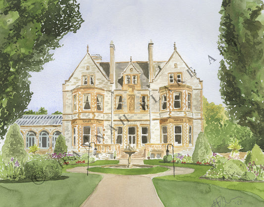 Castle Leslie (Back Of Castle) Wedding Venue Watercolour Painting by Hannah Blake Art