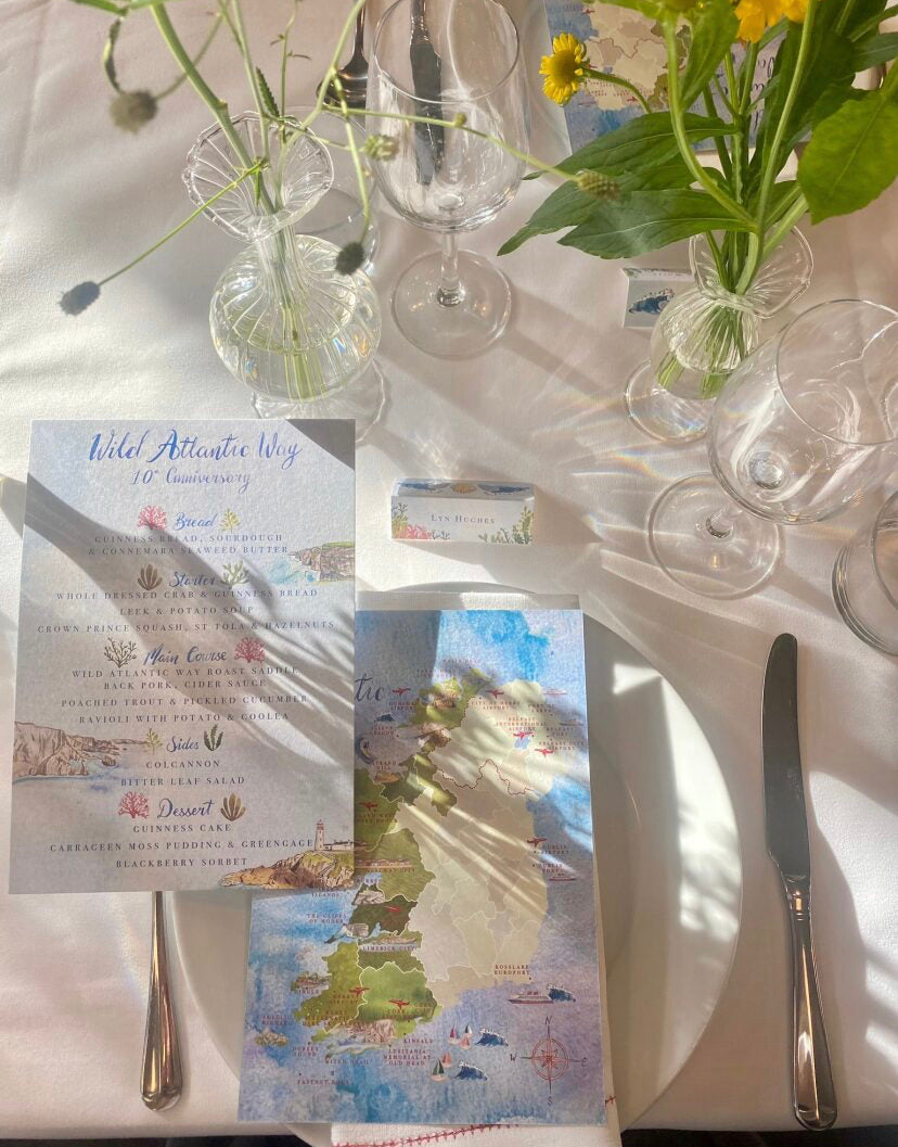 Wild Atlantic Way - 10th Anniversary Dinner Menu & Place-Card made especially for Tourism Ireland