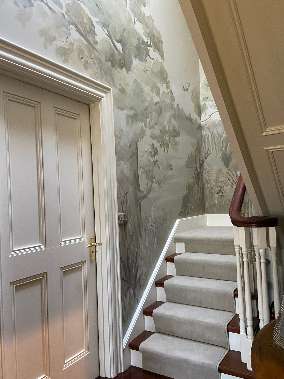 Tonal Woodland Staircase Mural
