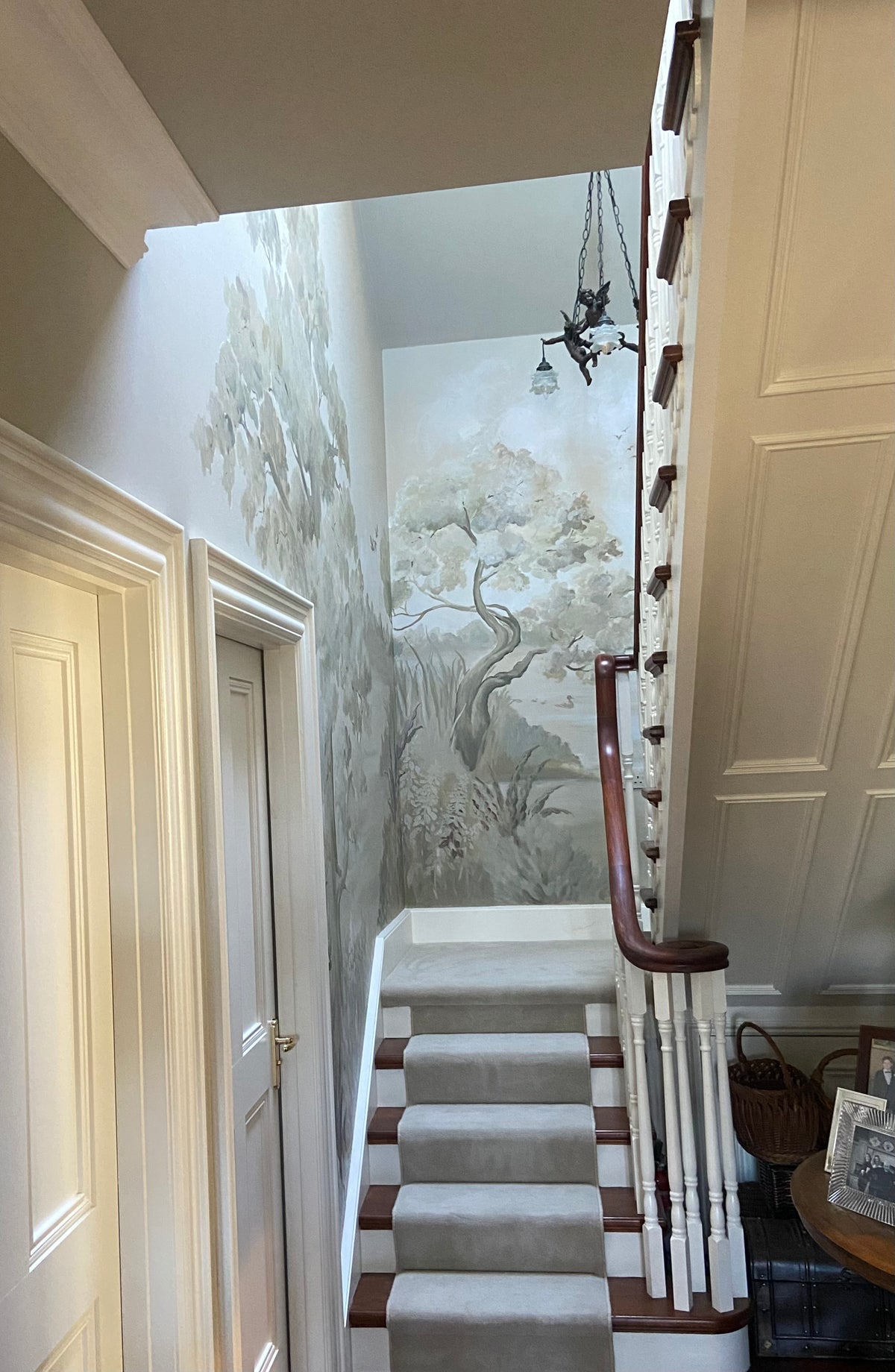 Tonal Woodland Staircase Mural