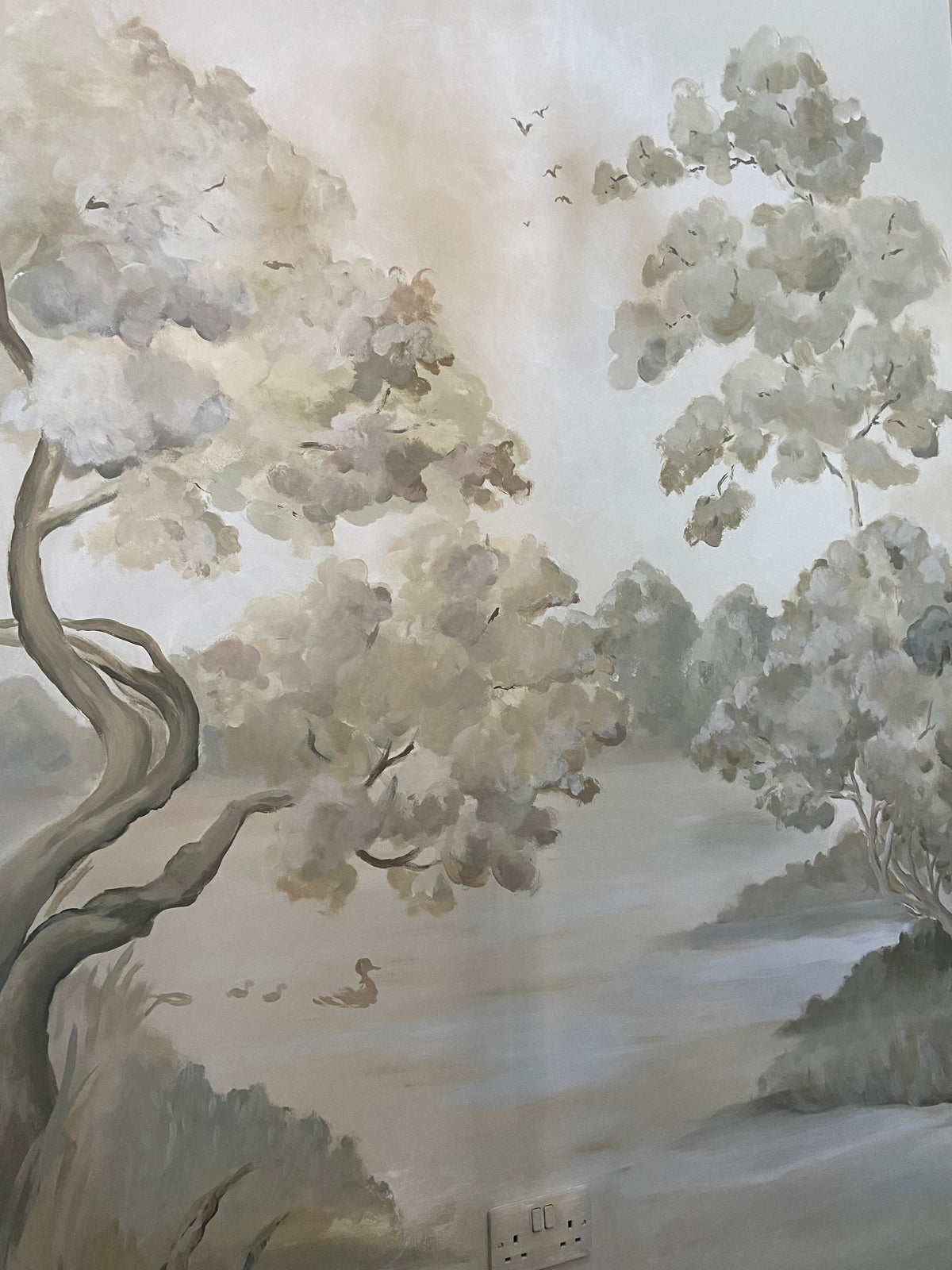 Tonal Woodland Staircase Mural