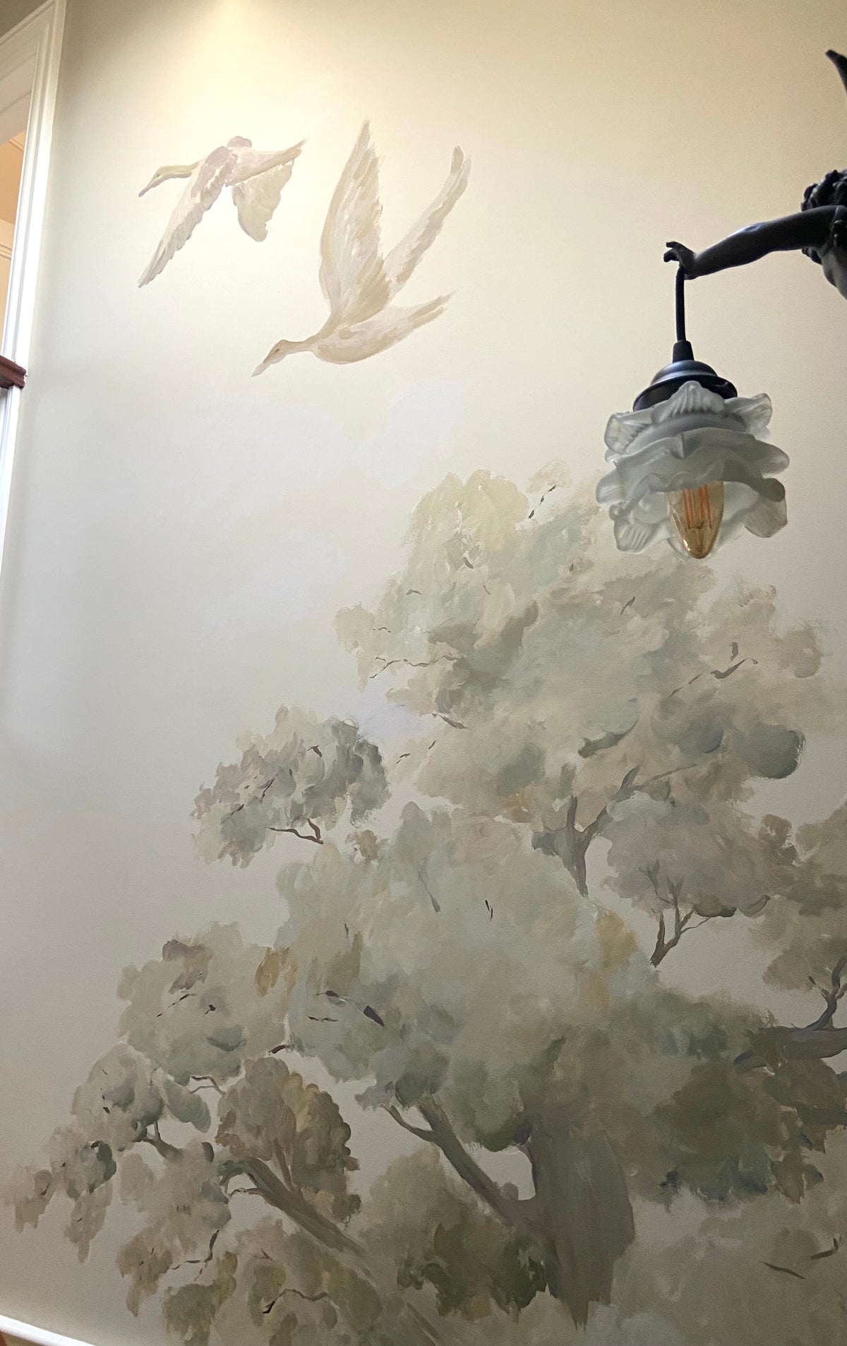 Tonal Woodland Staircase Mural