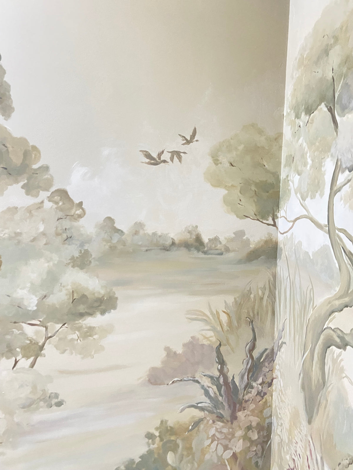 Tonal Woodland Staircase Mural