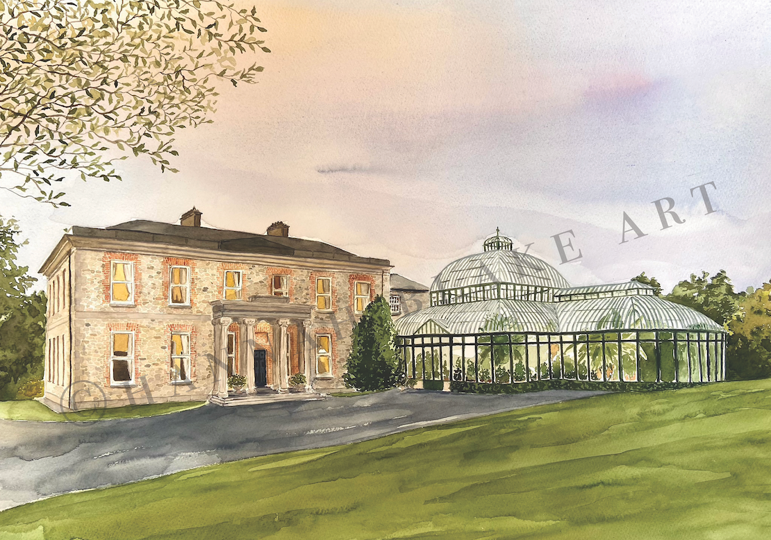 Kilshane House Wedding Venue Watercolour Painting by Hannah Blake Art