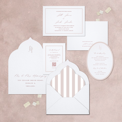 Ivory & Soft Pink Striped Invitation Suite