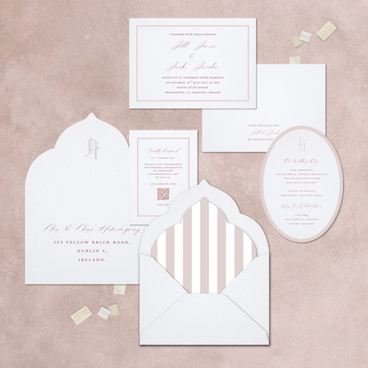 Ivory & Soft Pink Striped Invitation Suite