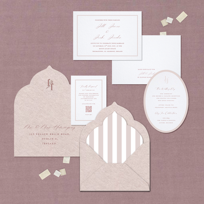 Pink & Ivory Striped Invitation Suite