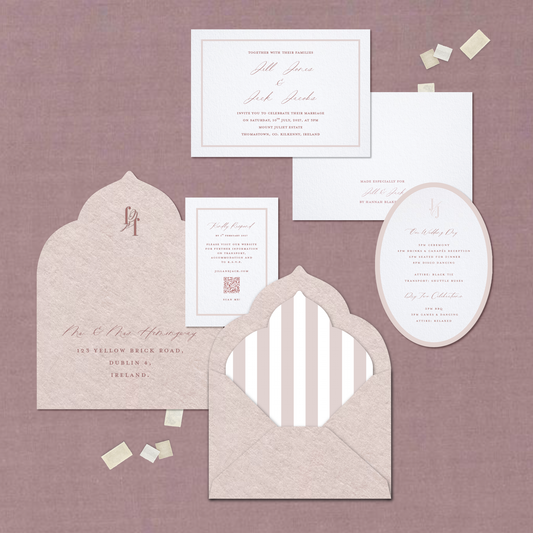 Pink & Ivory Striped Invitation Suite