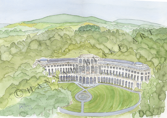 Powerscourt Hotel Wedding Venue Watercolour Painting by Hannah Blake Art