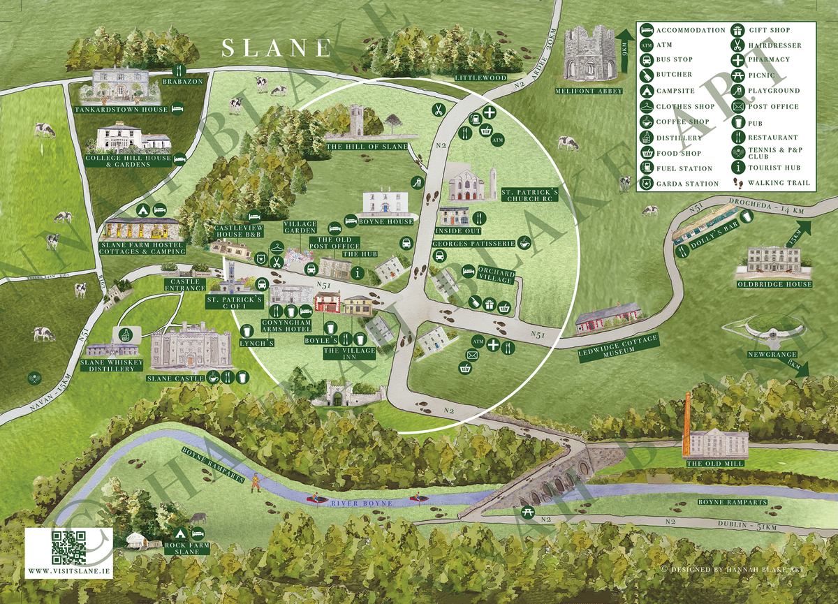 Bespoke Walking Map of Slane Village