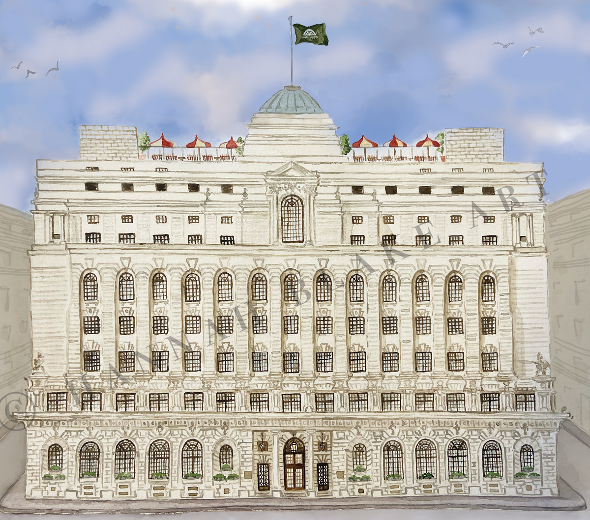 The Ned, London Watercolour Print