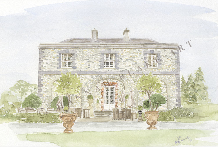 Tankardstown House Wedding Venue Watercolour Painting by Hannah Blake Art