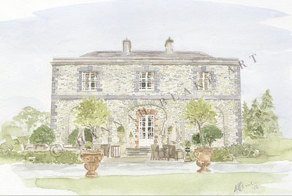 Tankardstown House Wedding Venue Watercolour Painting by Hannah Blake Art