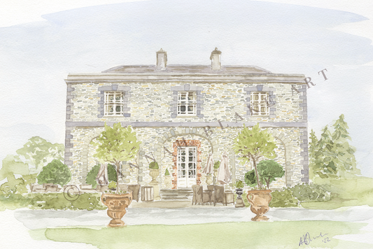 Tankardstown House Wedding Venue Watercolour Painting by Hannah Blake Art