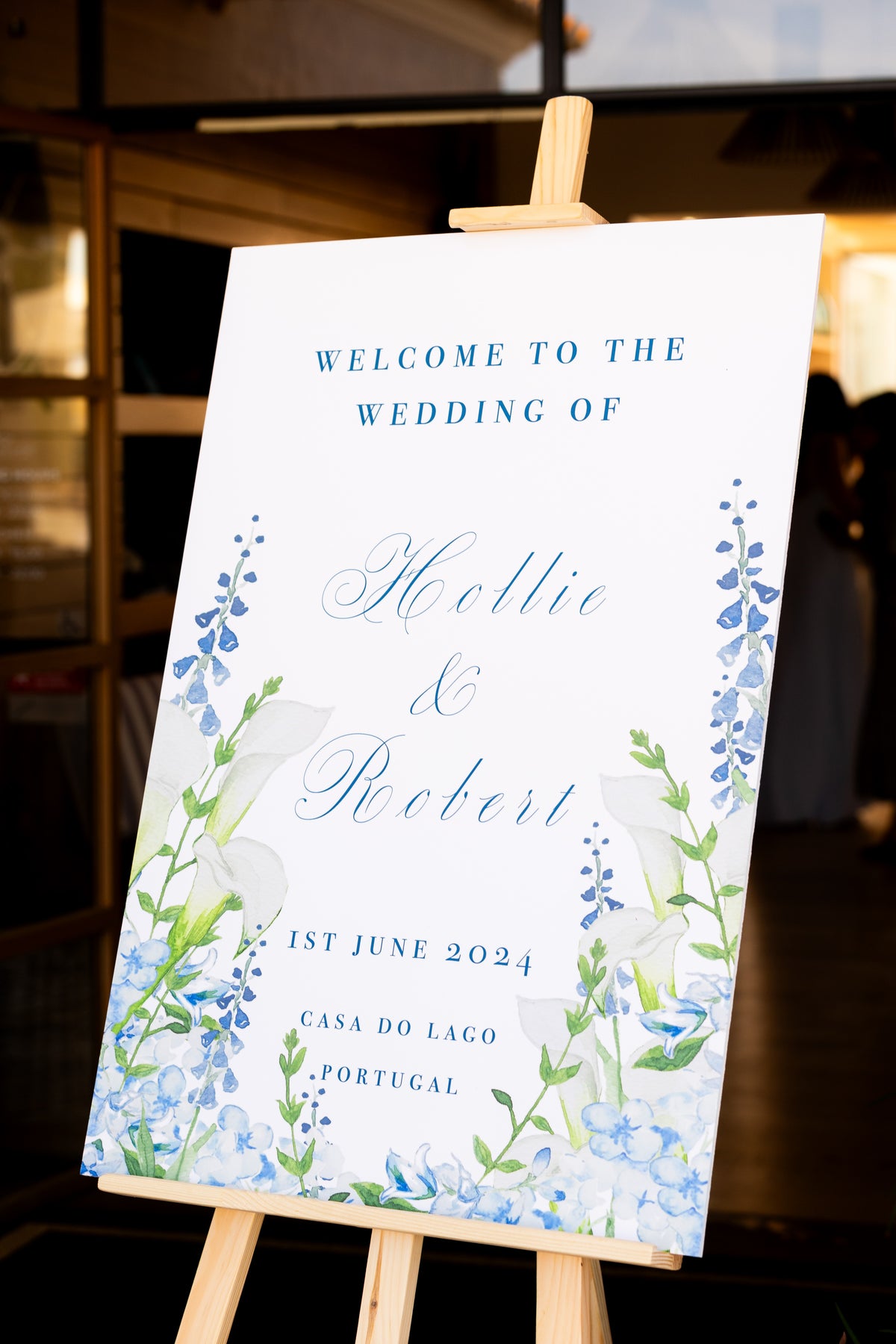 Hollie & Robert's Welcome Sign for their Summer Wedding in Casa Do Lago, Portugal